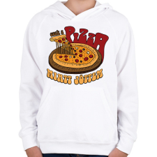 PRINTFASHION Csak a pizza miatt jöttem - Gyerek kapucnis pulóver - Fehér gyerek pulóver, kardigán