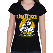 PRINTFASHION Csak a rába steiger ad erőt - Női V-nyakú póló - Fekete női póló