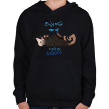 PRINTFASHION Csak akkor ébressz fel, ha nasit hozol - Gyerek kapucnis pulóver - Fekete gyerek pulóver, kardigán