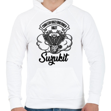 PRINTFASHION Csak egy igazi úriember hajt Suzukit - Férfi kapucnis pulóver - Fehér