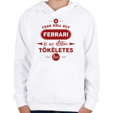 PRINTFASHION Csak kell egy Ferrari - Gyerek kapucnis pulóver - Fehér