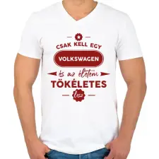 PRINTFASHION Csak kell egy Volkswagen - Férfi V-nyakú póló - Fehér férfi póló