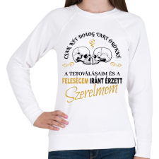 PRINTFASHION Csak két dolog tart örökké - Feleségem - Női pulóver - Fehér női pulóver, kardigán