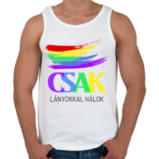 PRINTFASHION CSAK LÁNYOKKAL HÁLOK  - Férfi atléta - Fehér atléta, trikó