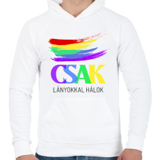 PRINTFASHION CSAK LÁNYOKKAL HÁLOK  - Férfi kapucnis pulóver - Fehér