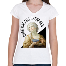 PRINTFASHION Csak maradj csendben - Női V-nyakú póló - Fehér női póló