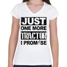 PRINTFASHION Csak még 1 traktor, megígérem - Női V-nyakú póló - Fehér