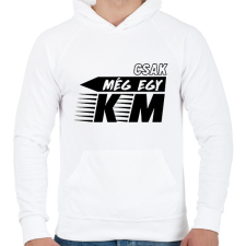 PRINTFASHION Csak még egy km - Férfi kapucnis pulóver - Fehér férfi pulóver, kardigán