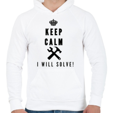 PRINTFASHION Csak nyugi én megoldom!(SZERELŐ) - Férfi kapucnis pulóver - Fehér férfi pulóver, kardigán