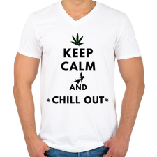 PRINTFASHION CSAK NYUGI LAZULJ EL - Férfi V-nyakú póló - Fehér férfi póló