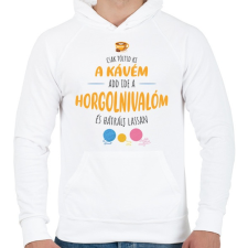 PRINTFASHION Csak töltsd ki a kávém - Horgolós - Férfi kapucnis pulóver - Fehér férfi pulóver, kardigán