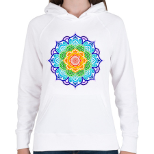 PRINTFASHION Csakrák harmóniája mandala - Női kapucnis pulóver - Fehér női pulóver, kardigán