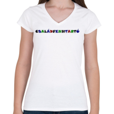 PRINTFASHION Családfenntartó - színes - Női V-nyakú póló - Fehér női póló