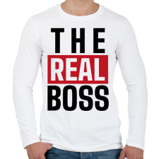 PRINTFASHION Családi - The real boss (feleség) - Férfi hosszú ujjú póló - Fehér férfi póló