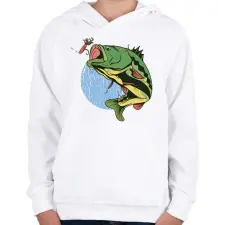 PRINTFASHION Csapósügér - Gyerek kapucnis pulóver - Fehér gyerek pulóver, kardigán