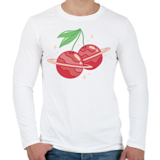 PRINTFASHION Cseresznye bolygók - Férfi hosszú ujjú póló - Fehér férfi póló