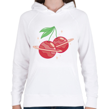 PRINTFASHION Cseresznye bolygók - Női kapucnis pulóver - Fehér női pulóver, kardigán