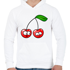 PRINTFASHION Cseresznyepár - Férfi kapucnis pulóver - Fehér