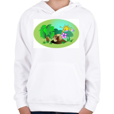 PRINTFASHION Csigamese - Gyerek kapucnis pulóver - Fehér gyerek pulóver, kardigán