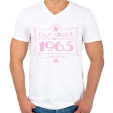 PRINTFASHION csillag-1965-pink - Férfi V-nyakú póló - Fehér férfi póló