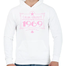 PRINTFASHION csillag-1969-pink - Férfi kapucnis pulóver - Fehér