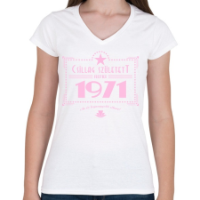 PRINTFASHION csillag-1971-pink - Női V-nyakú póló - Fehér női póló