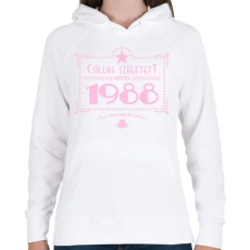 PRINTFASHION csillag-1988-pink - Női kapucnis pulóver - Fehér