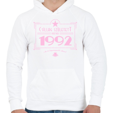 PRINTFASHION csillag-1992-pink - Férfi kapucnis pulóver - Fehér