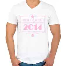 PRINTFASHION csillag-2014-pink - Férfi V-nyakú póló - Fehér férfi póló