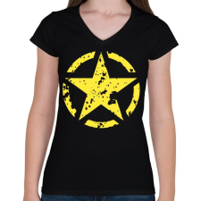 PRINTFASHION Csillag  - Női V-nyakú póló - Fekete női póló