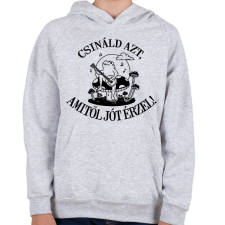 PRINTFASHION Csináld azt, amitől jót érzel! - Gyerek kapucnis pulóver - Sport szürke gyerek pulóver, kardigán