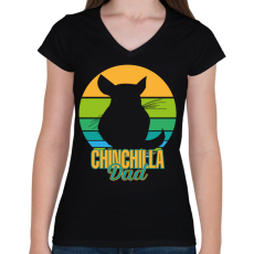 PRINTFASHION Csincsilla apa - Női V-nyakú póló - Fekete