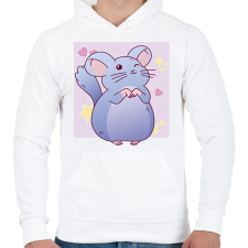 PRINTFASHION Csincsilla - Férfi kapucnis pulóver - Fehér férfi pulóver, kardigán