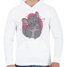 PRINTFASHION Csincsilla - Férfi kapucnis pulóver - Fehér férfi pulóver, kardigán