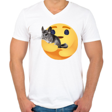 PRINTFASHION Csincsilla - Férfi V-nyakú póló - Fehér