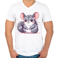 PRINTFASHION Csincsilla  - Férfi V-nyakú póló - Fehér férfi póló