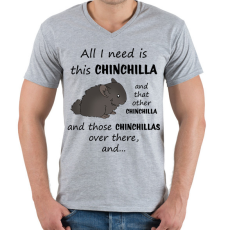 PRINTFASHION Csincsilla - Férfi V-nyakú póló - Sport szürke