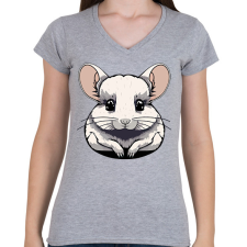 PRINTFASHION Csincsilla - Női V-nyakú póló - Sport szürke női póló