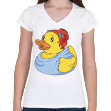 PRINTFASHION Csinos gumikacsa - Női V-nyakú póló - Fehér női póló