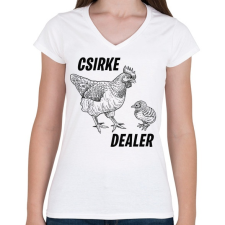 PRINTFASHION Csirke dealer - Női V-nyakú póló - Fehér női póló