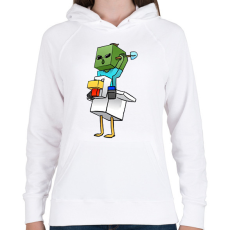 PRINTFASHION Csirke zombi minecraft - Női kapucnis pulóver - Fehér