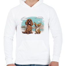 PRINTFASHION Csivava és spániel - Férfi kapucnis pulóver - Fehér