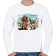 PRINTFASHION Csivava és spániel - Férfi pulóver - Fehér férfi pulóver, kardigán