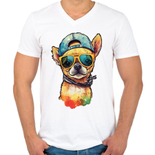 PRINTFASHION csivava - Férfi V-nyakú póló - Fehér férfi póló