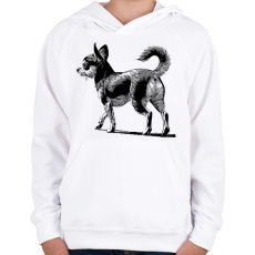 PRINTFASHION Csivava / Kutyás / Kutya rajz - Gyerek kapucnis pulóver - Fehér