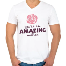 PRINTFASHION Csodálatos Anya - Férfi V-nyakú póló - Fehér férfi póló
