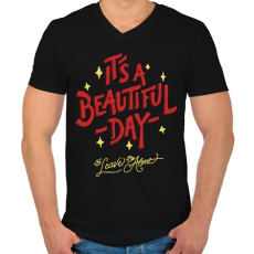PRINTFASHION Csodálatos nap - Férfi V-nyakú póló - Fekete