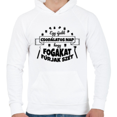 PRINTFASHION Csodálatos nap - Fogorvos - Férfi kapucnis pulóver - Fehér