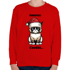 PRINTFASHION Csodás grumpy cat - Gyerek pulóver - Piros gyerek pulóver, kardigán