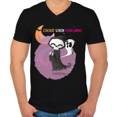 PRINTFASHION Csokit vagy csalunk halloween csontváz - Férfi V-nyakú póló - Fekete